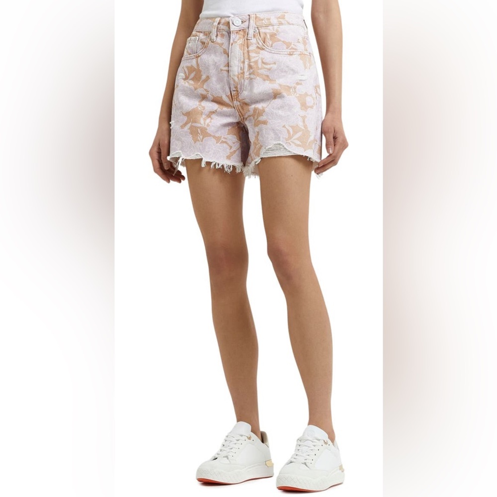 River Island floral cut off boyfriend denim Shorts